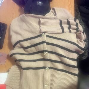Striped Beige and Black Women's Sweater